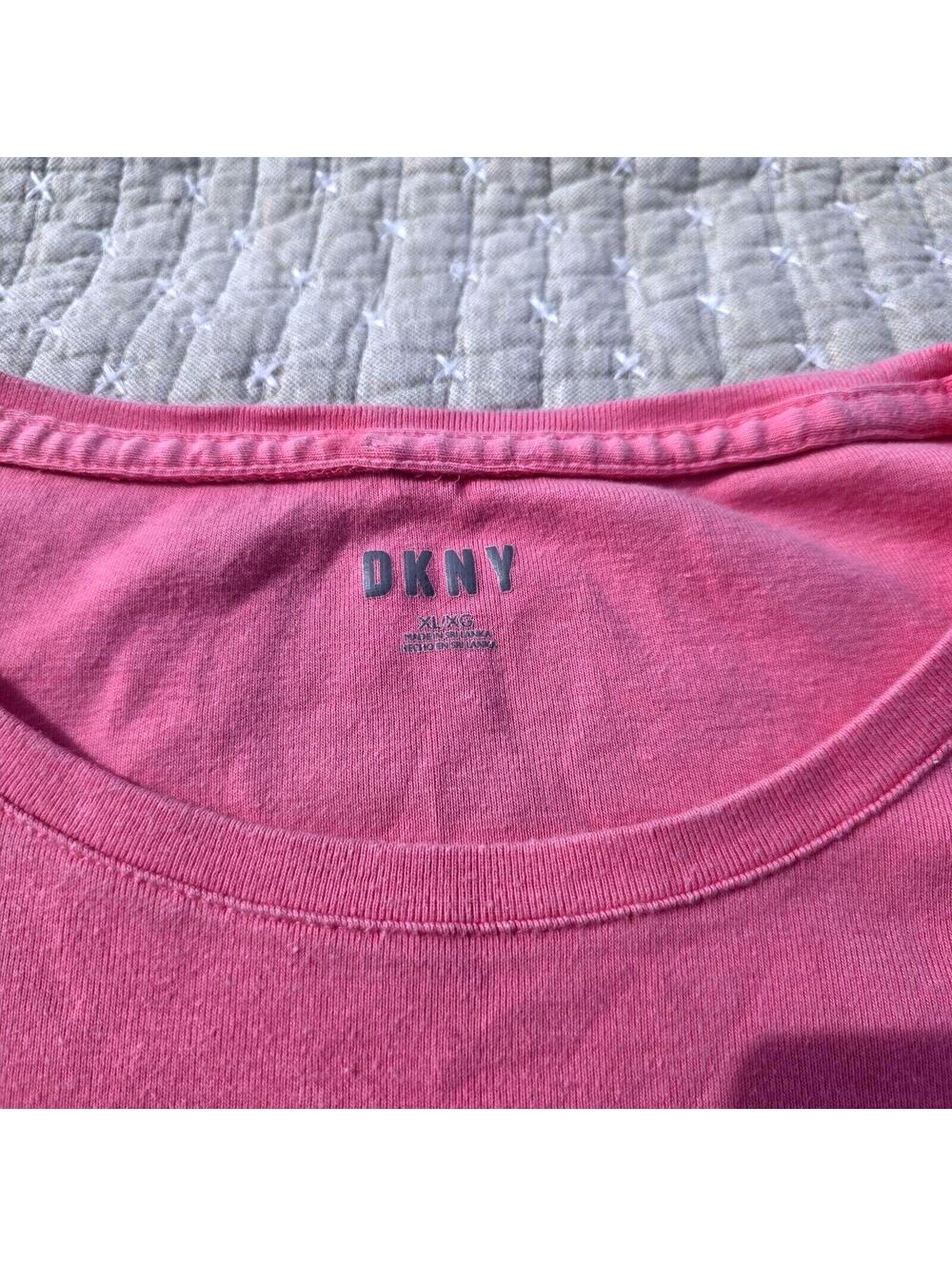 DKNY Pink Barbiecore Bubblegum Cotton T-shirt sz XL - Picture 3 of 6